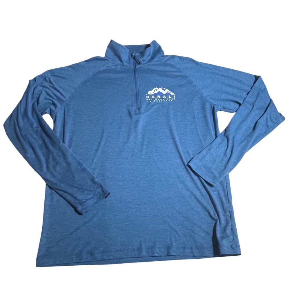 Storm Creek Mens Denali National Park Quarter Zip Pullover Blue Heather Large